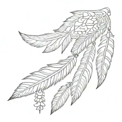 Lace Pattern With Indian Chain Links And Native Eagle Feathers