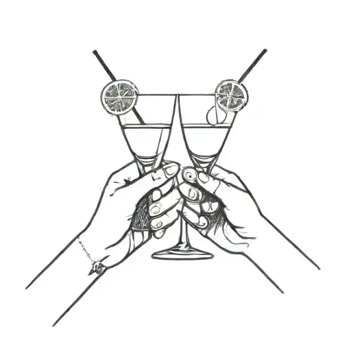 Matching Tattoo For Goth Best Friends Drinking Cocktails