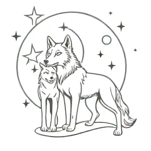Mother Daughter Moon Luna Protect Wolf