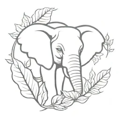 Elephant Head In Leaves