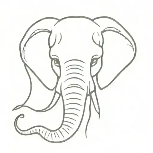 Elephant Head One Line Minimalistic