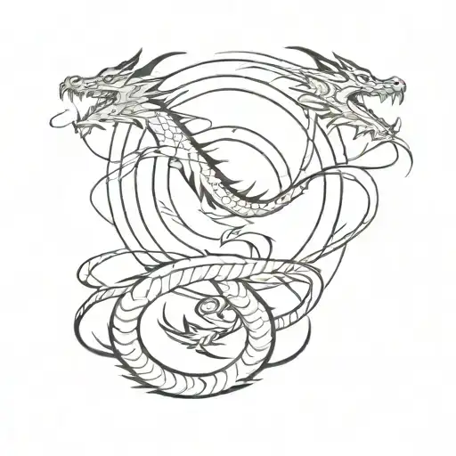 Dragon And Samurai In The Background