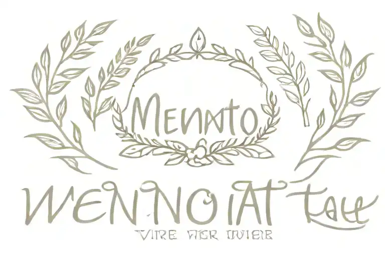 Memento Vivere Word And Amor Fati Word Combined With Open Laurel Wreath Crown