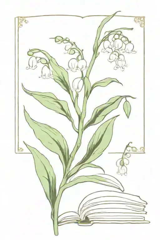 Lilly Of The Valley Flower Budding In The Center Of A Book