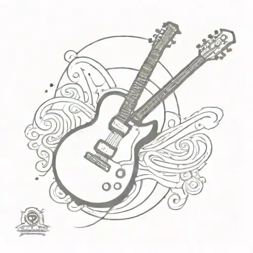 Blues Music Logo And Electric Guitar