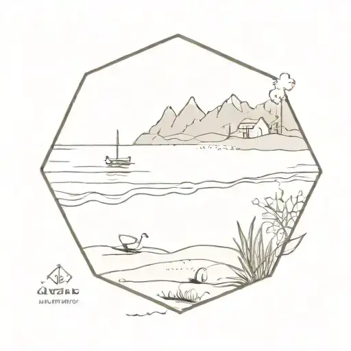 Beach Scene Inside A Hexagon