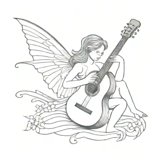 Fairy Playing Harp Guitar
