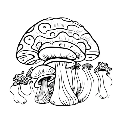 A Pretty And Feminine Tattoo Of A Mushroom With Intricate Lace-like Details