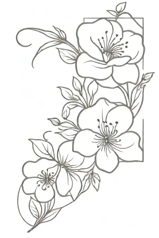 Stamp With Flowers Twin Tattoo Design