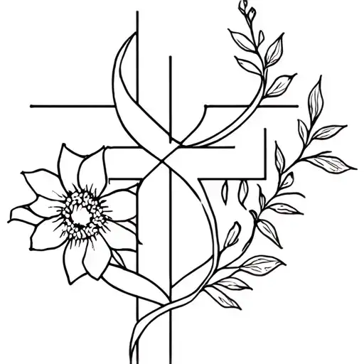 Cross Intertwined With June And December Birth Flower