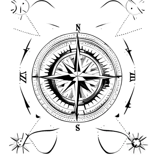 Compass Tattoo With Letters J K M N