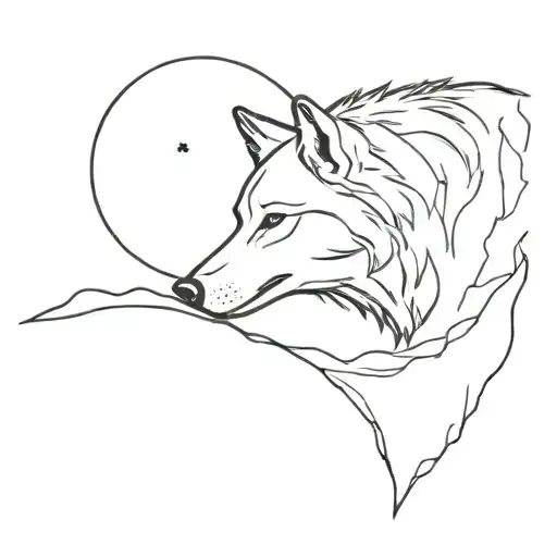 Wolf Hollowing On A Rock To The Moon