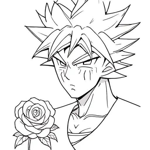 Goku Crying With A Rose