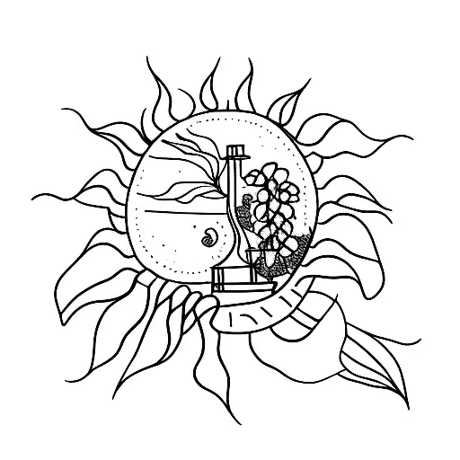 A Climbing Plant Combined With Water And Sun