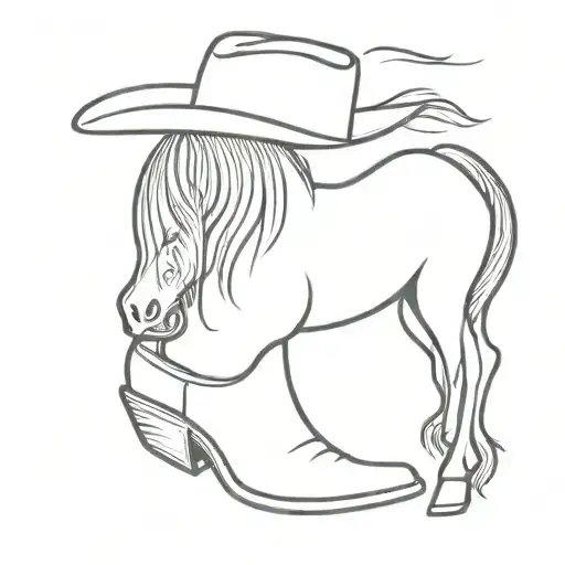 Horse Reared With Cowboy Hat And Boots
