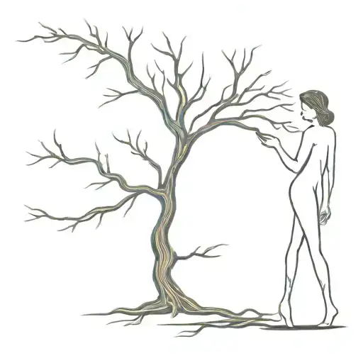 Tall Woman Tree Roots And Shine