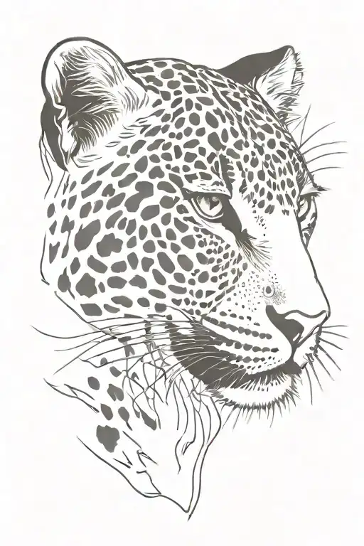 An Singleline Leopard Sketch Design