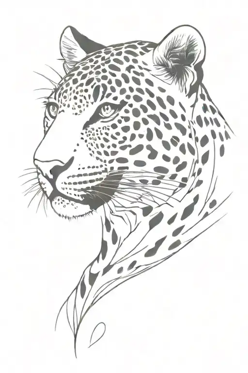 An Singleline Leopard Sketch Design
