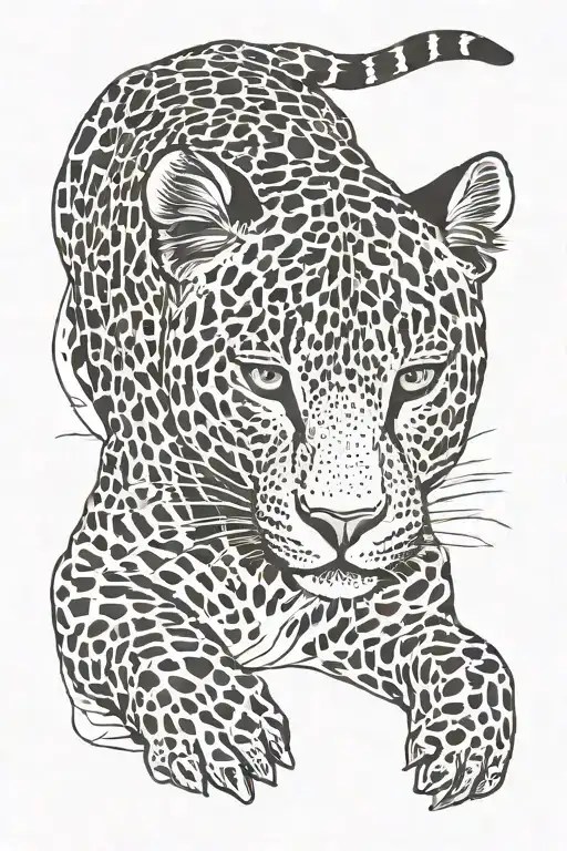 An Singleline Leopard Sketch Design