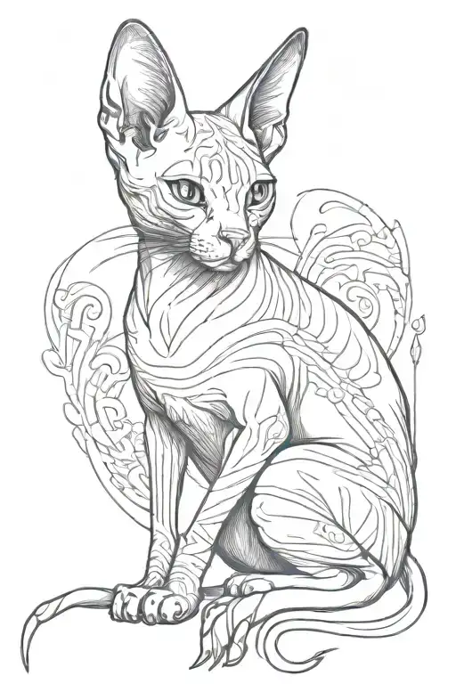 An Sphinx Cat Sketch Style