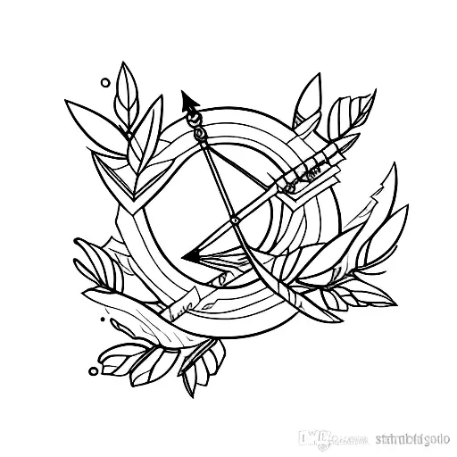 Bow And Arrow With Leaves