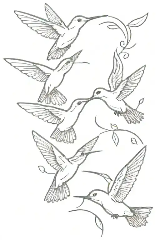 3 Hummingbird Flying Together