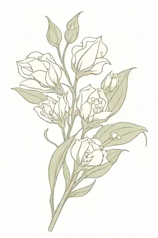 Lily Of The Valley And Three Roses Intertwined