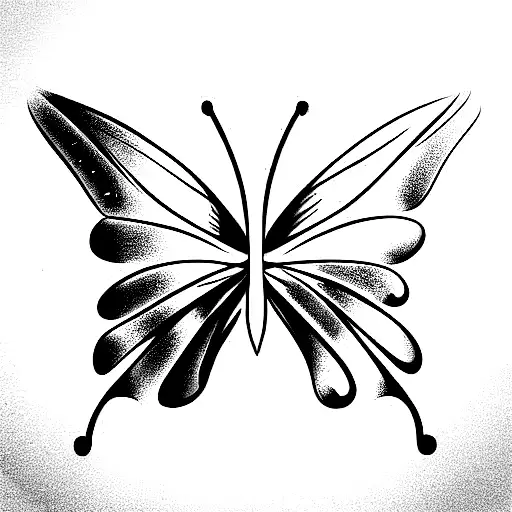 Two Names In Script With A Butterfly In Between