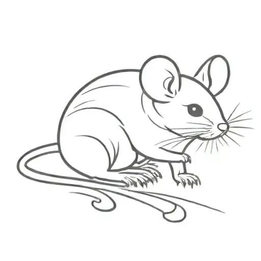 Cute Mouse Line Art
