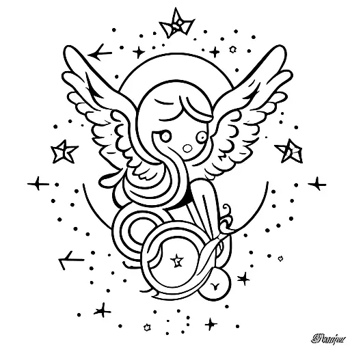 Moon And Stars And Angel