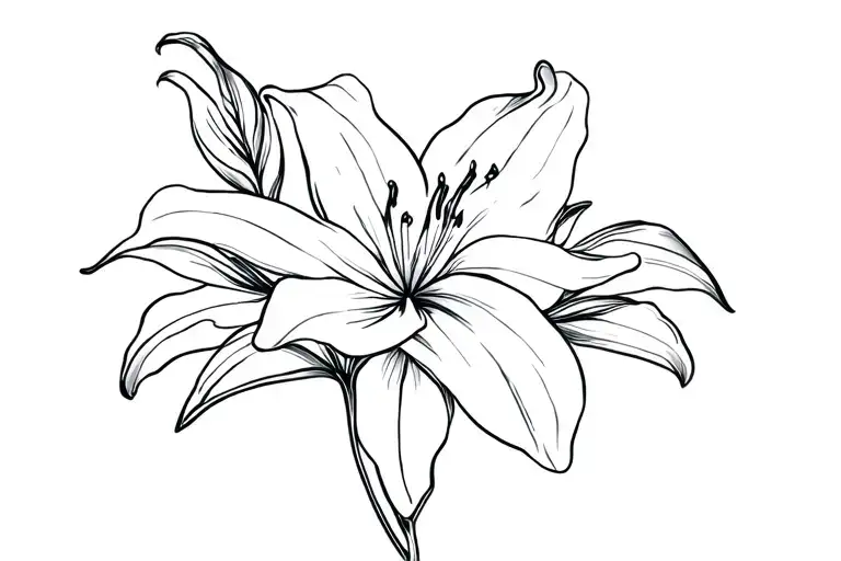 A With Lily Flower Minimalist Tattoo Design