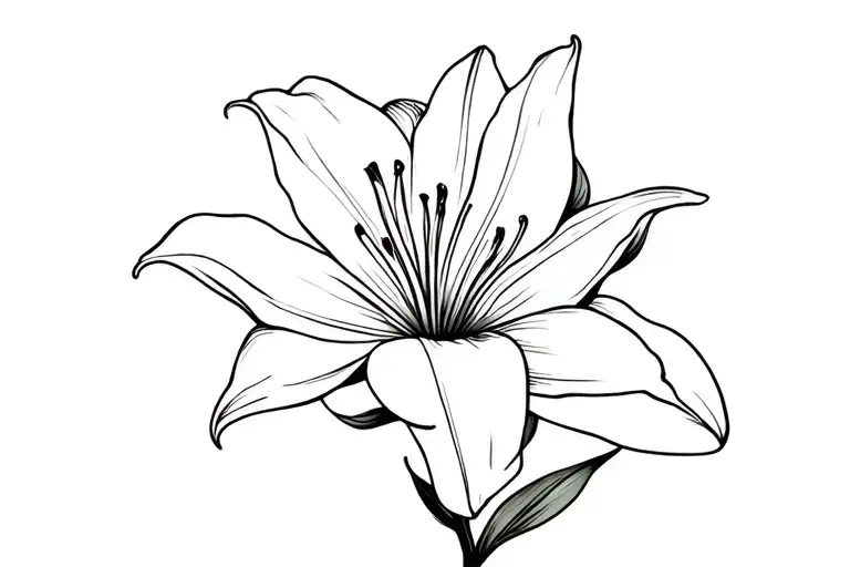 A With Lily Flower Minimalist Tattoo Design