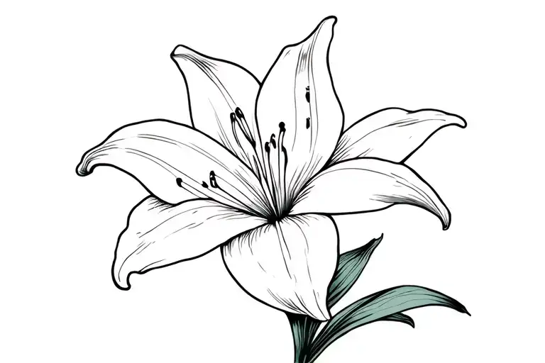 A With Lily Flower Minimalist Tattoo Design