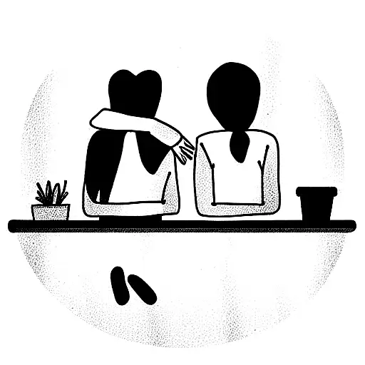 Couple Falling Love Sitting School Desk