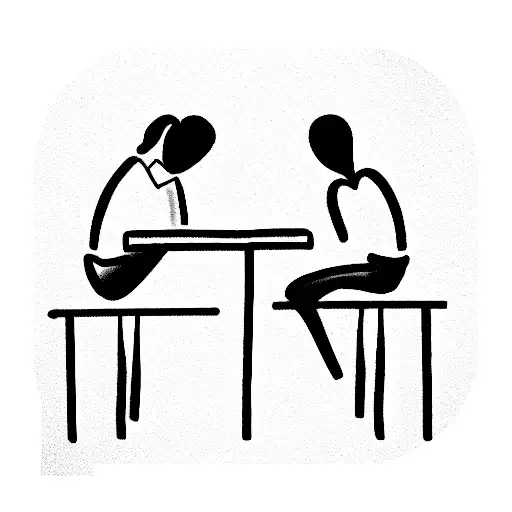 Couple With Falling Love Sitting School Desk In Class