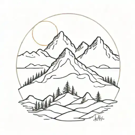 A Mountain Range With A Winding Hiking Trail Leading Up To A Sun Setting Behind The Peaks
