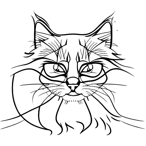 Cat Black White Only Head