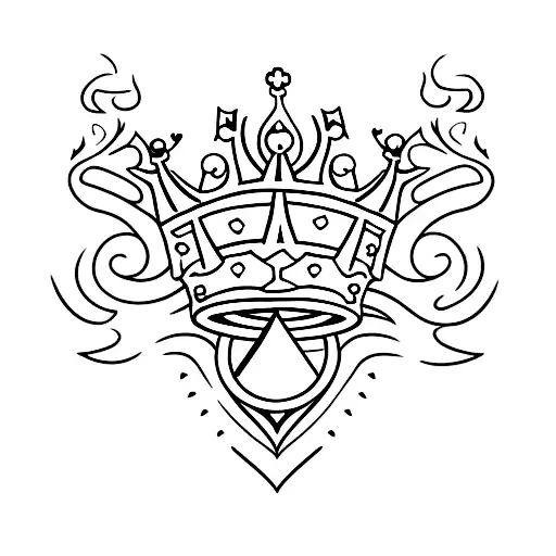 Heart With Crown And Flame