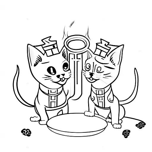 Dog And Cat With Assisi Saint Franc