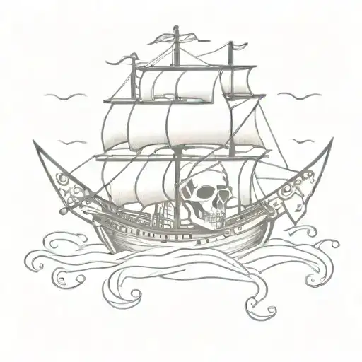 Skull Pirate Ship Sailing