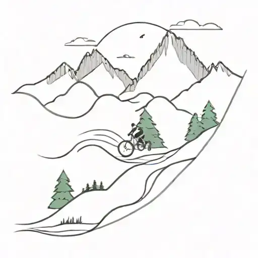 Mountain With A Huge Wave Rolling And Trees And A Bike Coming Down The Mountain