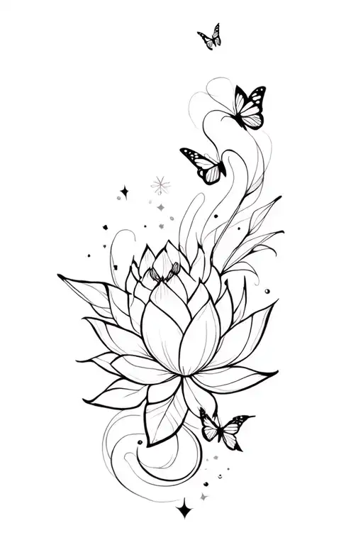 Lotus And Butterflies With Sparkles Long And Skinny And Straight