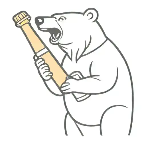 Bear Holding Champagne Bottle
