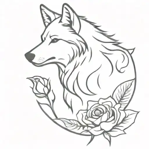 Wolf With Roses