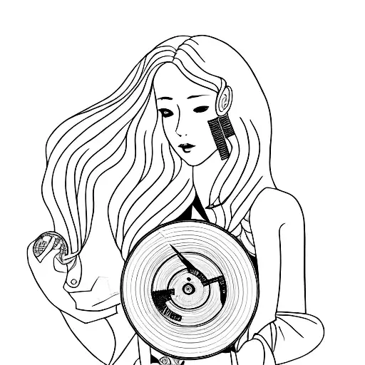 Fine Line Girl Holding A Record