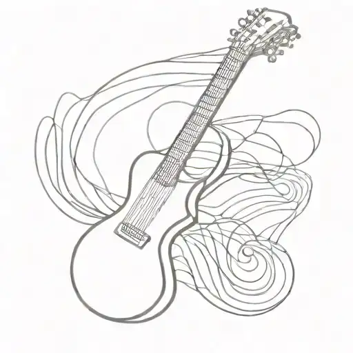 Guitar Strings Turning Into Sea Waves Tattoo Concept