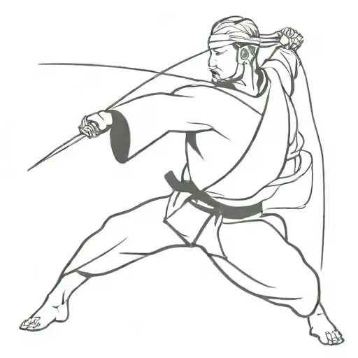 A Minimalist Design Of A Martial Arts Warrior In Action