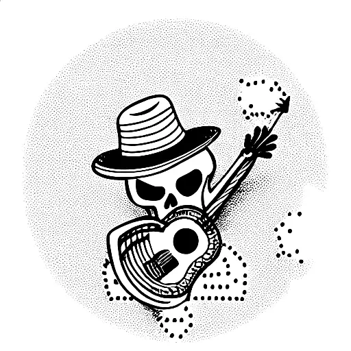 Skeleton Playing Guitar With Sombrero