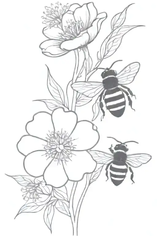 Flower Bouquet With Bumble Bee