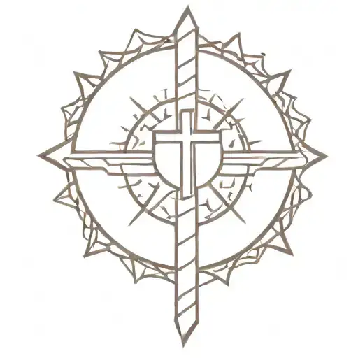 Wooden Cross Sun Behind It